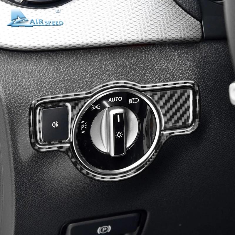 Carbon Fiber Headlight Switch Sticker for Mercedes A B C E G Class CLA GLA GLE GLK GL