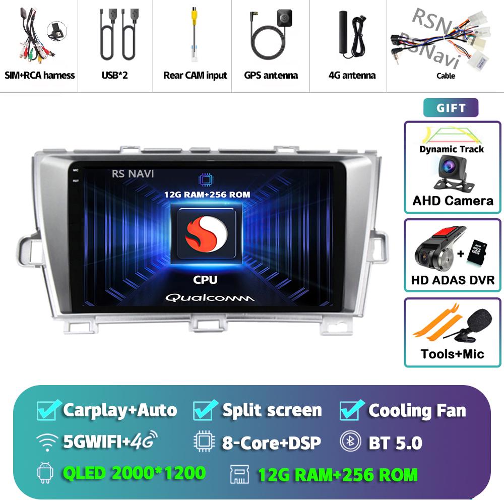 Android 14 Carplay Auto For Toyota Prius 2009 - 2015 Car Radio 4G+WIFI Player Multimedia Stereo 360 Camera Navigation Video GPS