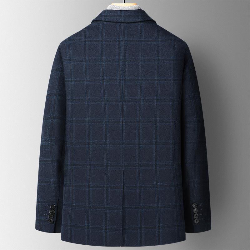 Suit Men's Autumn and Winter New Casual Woolen Plaid Suit Men's Cashmere Jacket