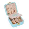 PU Leather Portable Double Layer Jewelry Storage Box with Mirror Earrings Ring Makeup Box