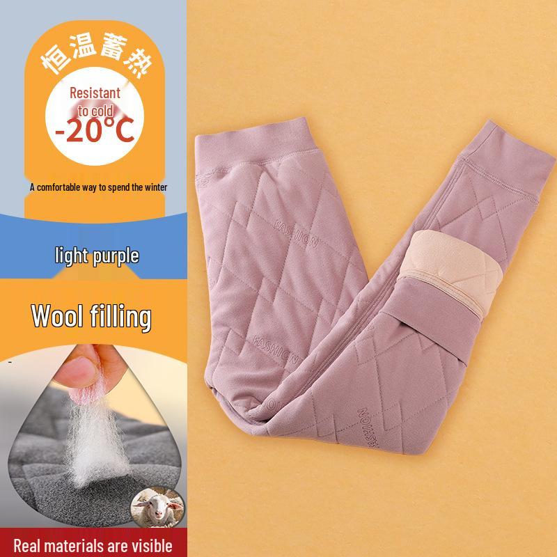

Children s Fleece-Lined Pants Set: Warm School Uniform for Boys and Girls, with Thickened Inner Layer for Autumn. 110 cm лаванда фіолетовий колір