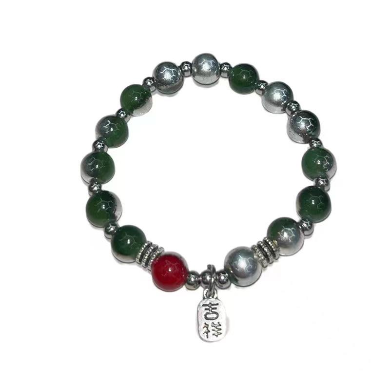 

New Chinese style ethnic style round bead bracelet auspicious tag bracelet women s new Chinese style ins niche design jewelry