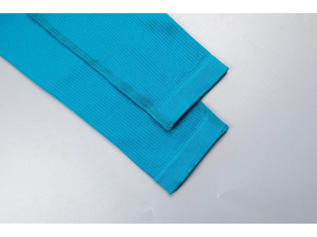 Ribbed Seamless Knitted Tracksuit: Crop Top & High Waist Butt Lift Yoga Pants, Long/Short Sleeve Options