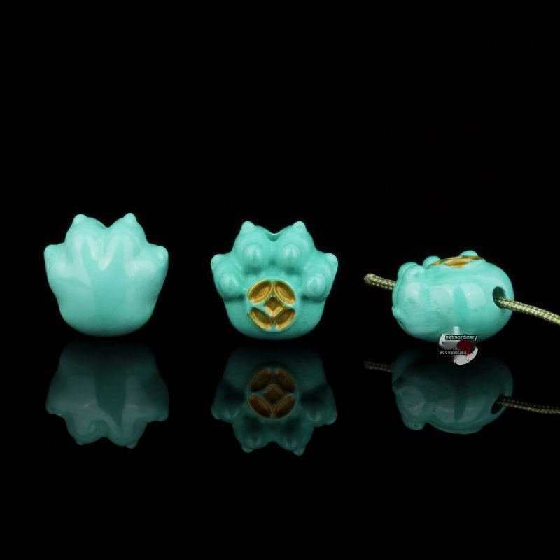 Magnesite Turquoise Gold Cat Paw Carving Beads for DIY Bracelets and Bodhi Accessories