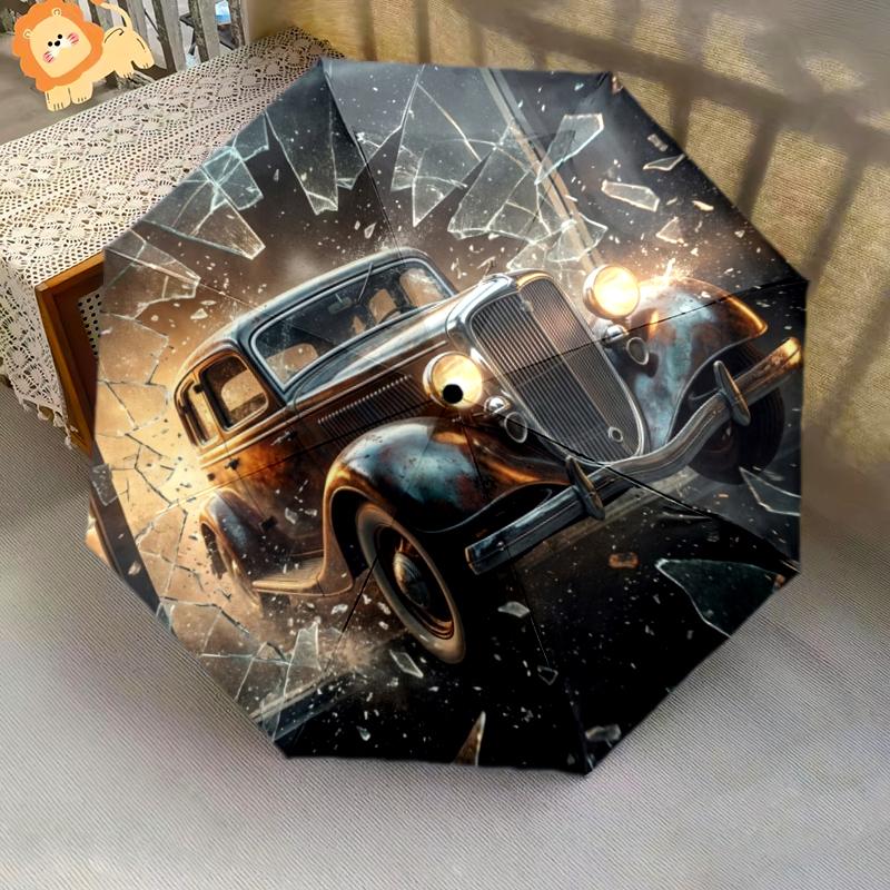 1 Pezzo Ombrello Pieghevole Automatico - Fantasia Auto, Design Portatile e Pieghevole con 8 Stecche, Regali di Natale e Compleanno