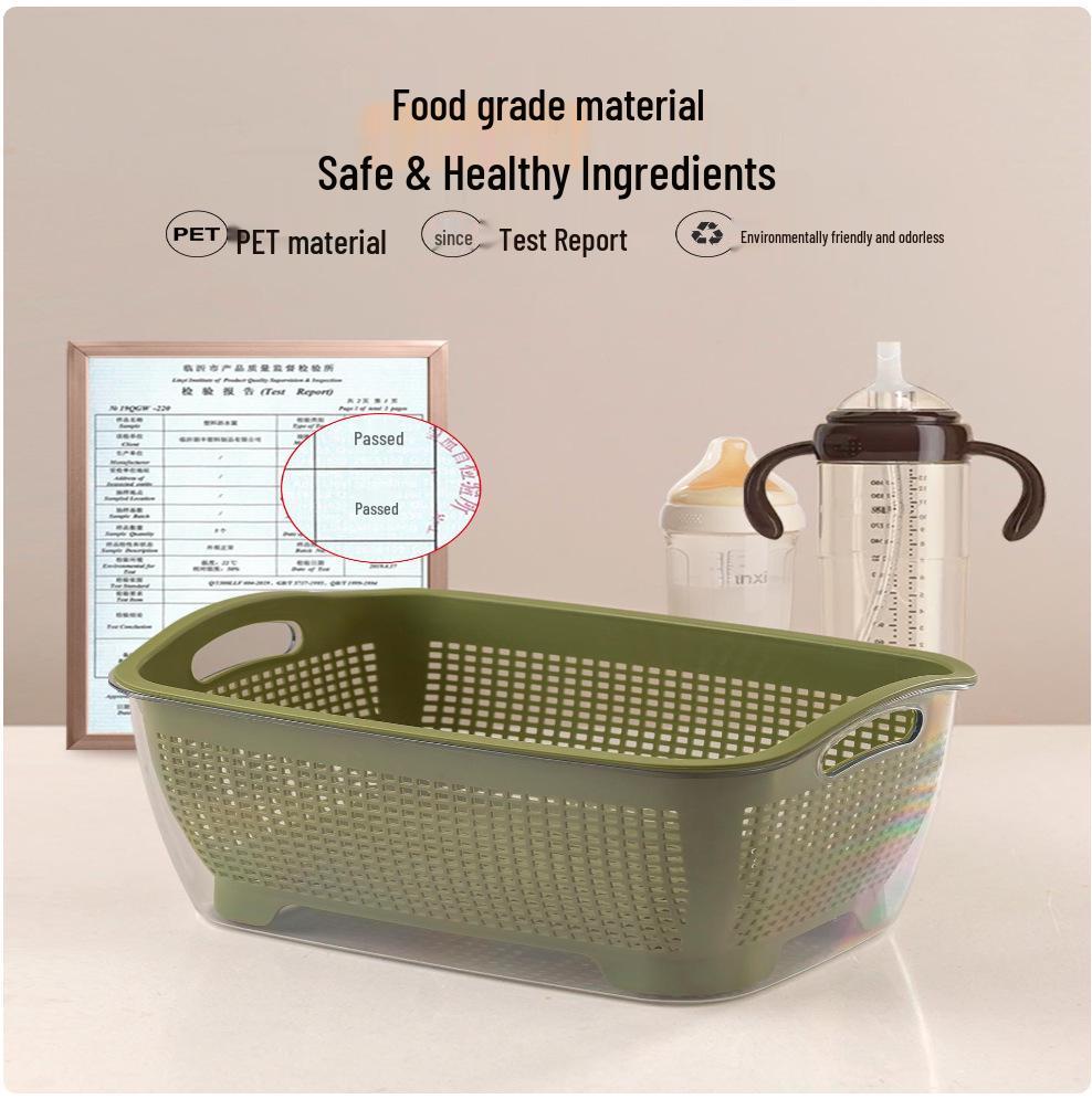 Multi-functional Double-layer Kitchen Sink Basket: Ideal for Washing Rice, Vegetables, and Fruits, or Serving Snacks.