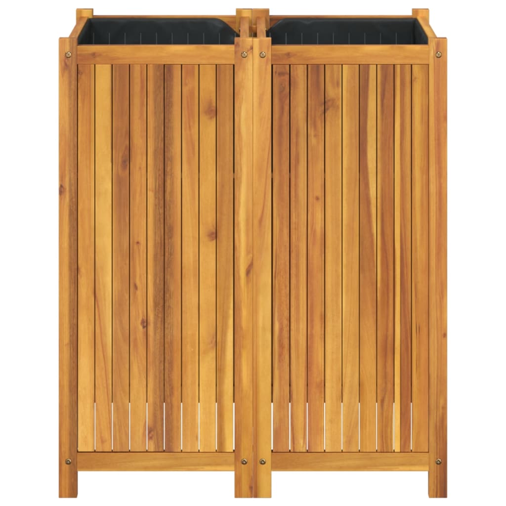Plant Box with Liner 84 x 42 x 100 cm Solid Acacia Wood
