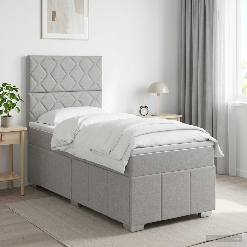 Box Spring Bed with Mattress Light Gray 80 x 200 cm Fabric
