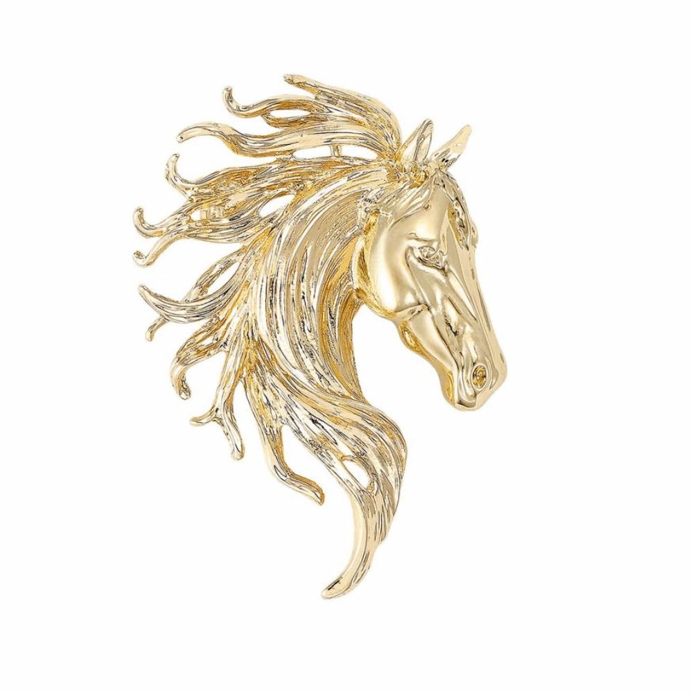 Luxury Horse Head Brooches Glossy Metal Badge Pin Classic Zodiac Animal Pins  New Year Gifts