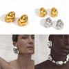 Stainless Steel Geometric Earrings For Women With Wrinkled Style For Fashion Casual Wear
