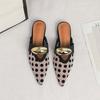 Mesh Mules for Women Low Heels Pointed Closed Toe Slides Block Heels Slip On Mule Summer Backless Loafers Shoes Women's Chunky Heeled Dress Sandals