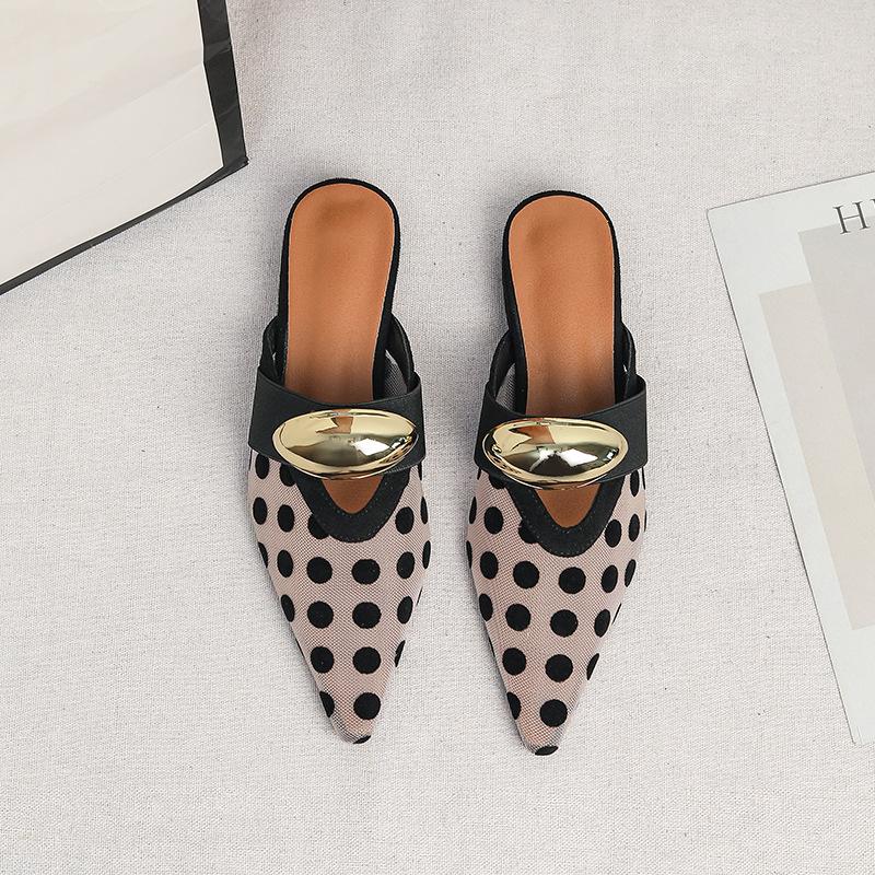 Mesh Mules for Women Low Heels Pointed Closed Toe Slides Block Heels Slip On Mule Summer Backless Loafers Shoes Women's Chunky Heeled Dress Sandals