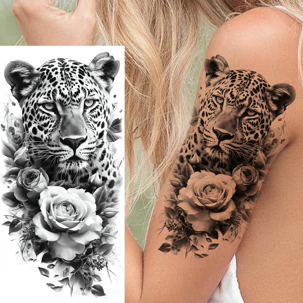 1 Sheet Girls With Flowers Holy Mother Temporary Tattoos For Women Body Art, Long Lasting Waterproof Temp Fake Tattoo Stickers