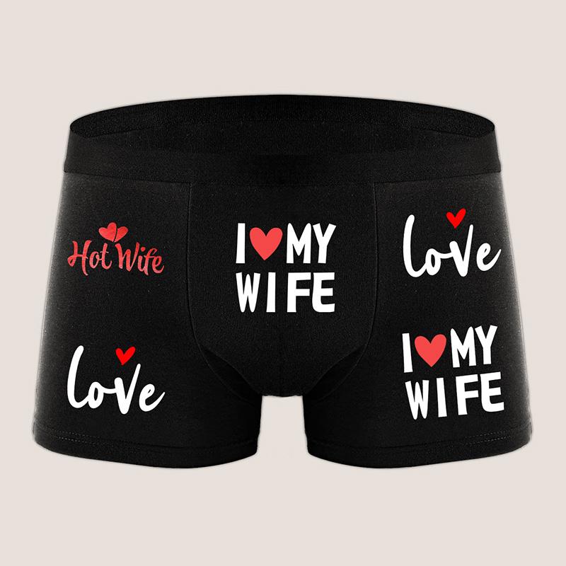Varsbaby Herren Ich liebe meine Frau Aufdruck Lustiges Muster Unterwäsche
