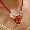 Collier avec pendentif en perles de riz, résine, corail, coquillage pour femmes, hommes, Bohème, Choker conque d'été, Fête de vacances, Bijoux mode, Cadeaux