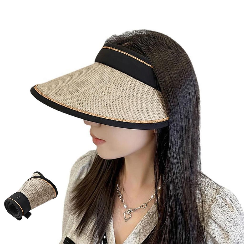 Straw Sun Visor for UV Sun Wide Small Face Mountain Windproof Number [Lhyxuuk] Women, Protection, Hat, Brim, Foldable, Outdoor, Effect, Golf, Tennis,