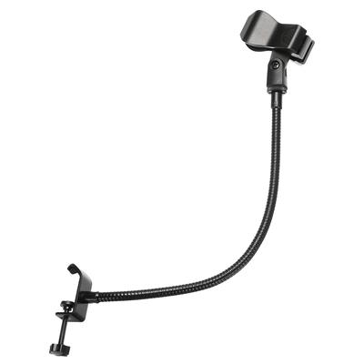 PATIKIL Gooseneck Desk Microphone Stand with Flexible Desktop Microphone To Microphone Spring Clip for Singing and Black 18.5" Clip, Arm, Stand, 3/8"