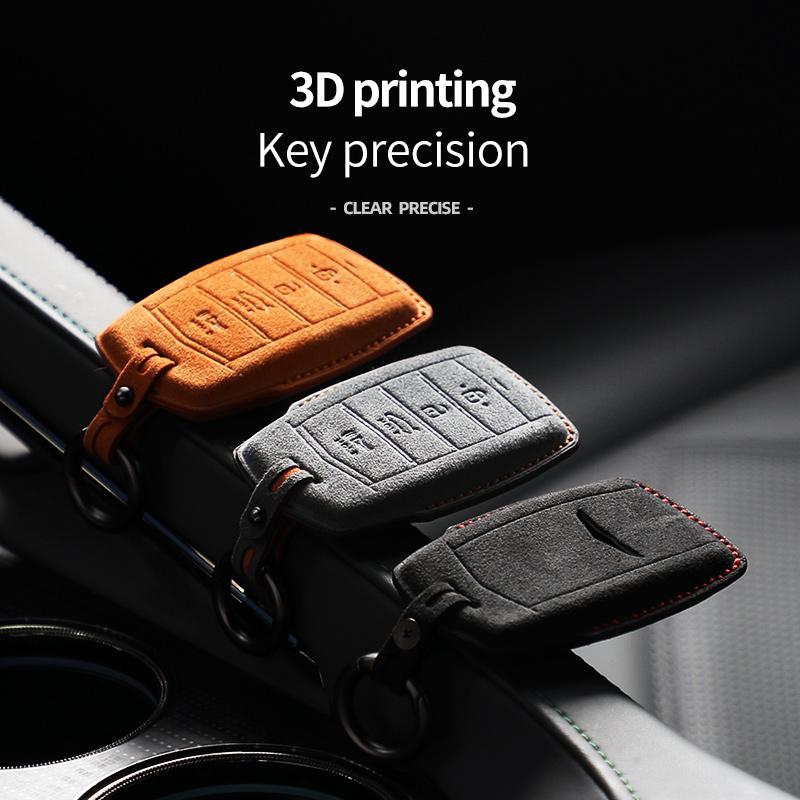 Suede Alcantara For Genesis G70 G90 G80 2017 2023 2020 Accessories Car Key Case Cover Auto Remote Protector Keychain Shell