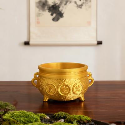 3D Tištěná Zlatá Mísa Pokladů Miska Prosperity Figurka Přinášející Štěstí Bohatství Hrnec na Peníze Feng Shui Ornament