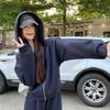 Two-piece Hooded Cardigan and Sweatshirt Set for A Chubby Girl in The Autumn and Winter, Featuring Casual and Sporty Wide-leg Pants