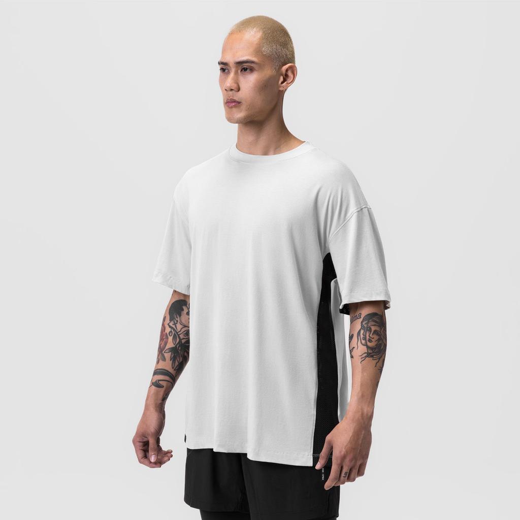 Summer American Sports Fitness Short-sleeved Men's Mesh Splicing Breathable American Round Neck Loose Solid Color T-shirt