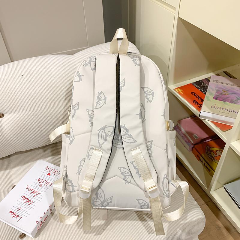 Butterfly Print Backpack Student Schoolbag Women's Large Capacity Travel Lightweight Backpack with Coin Purse