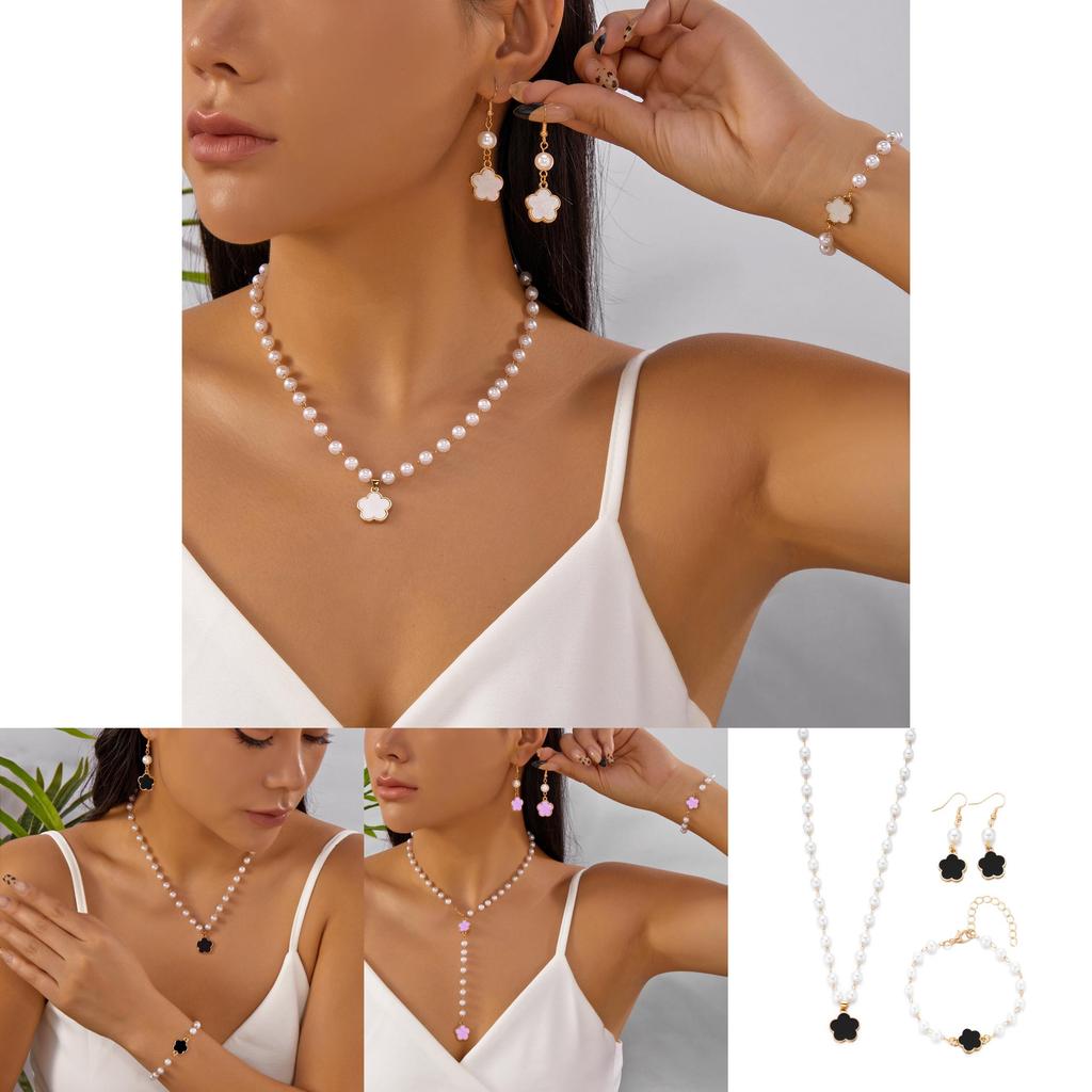 Elegant Ladies Jewelry Pack With Geometric Flower Shape Designs And Pearl Accents For Daily Wear