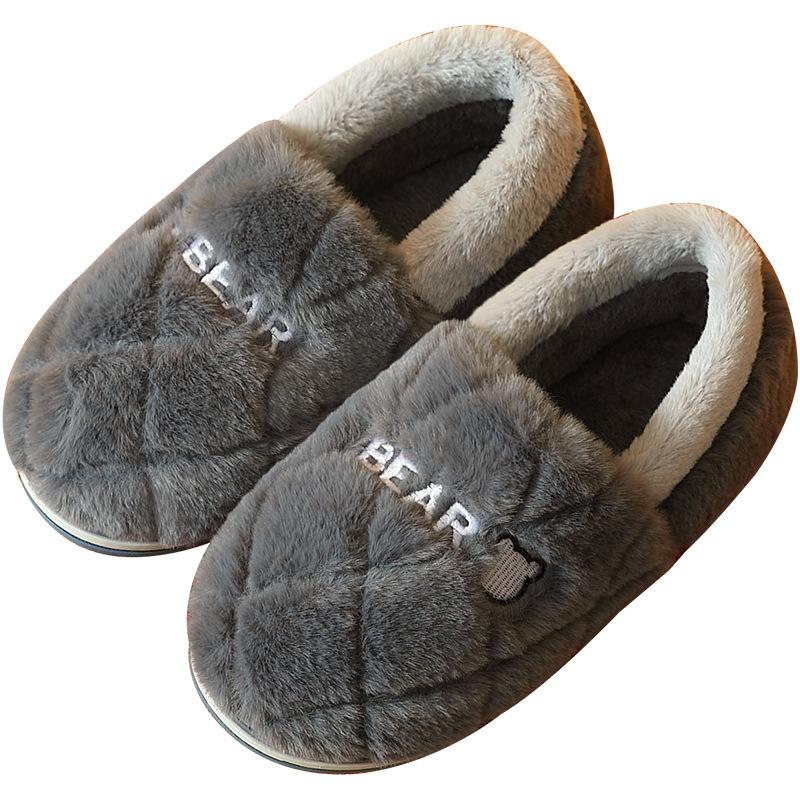 Cotton slippers winter bag and indoor household warm and non-slip household plush cotton shoes winter