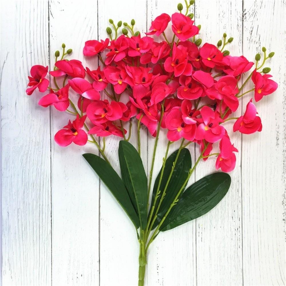 

Butterfly Orchid Artificial Flowers Real Touch 7 Forks 3D Orchidea Phalaenopsis Silk Flower Home Wedding Decoration рожевий червоний колір