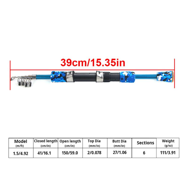 FTK Rod and Reel Set, Men's Telescopic Fishing Rod Set, Collapsible Portable Fishing Gear Starter, Compact Travelling Fishing Rods