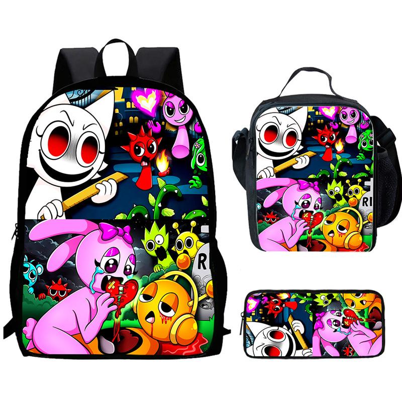 Sprunki Rhythm Box, Game Anime Backpack, Student Schoolbag, Computer Bag