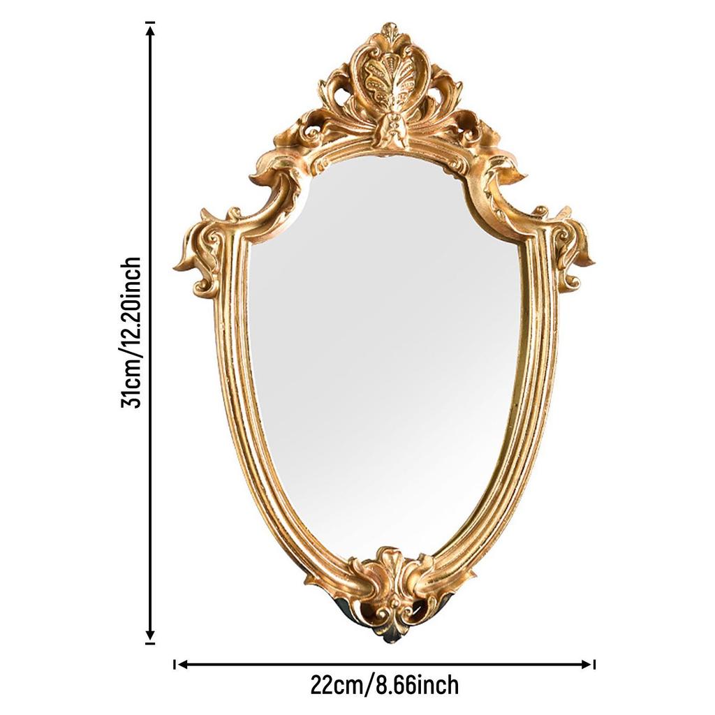 Gold Retro Makeup Mirror Wall Decoration Classical Tea Tray Decoration Decoration Wall Decoration Photo Props Table Bedroom