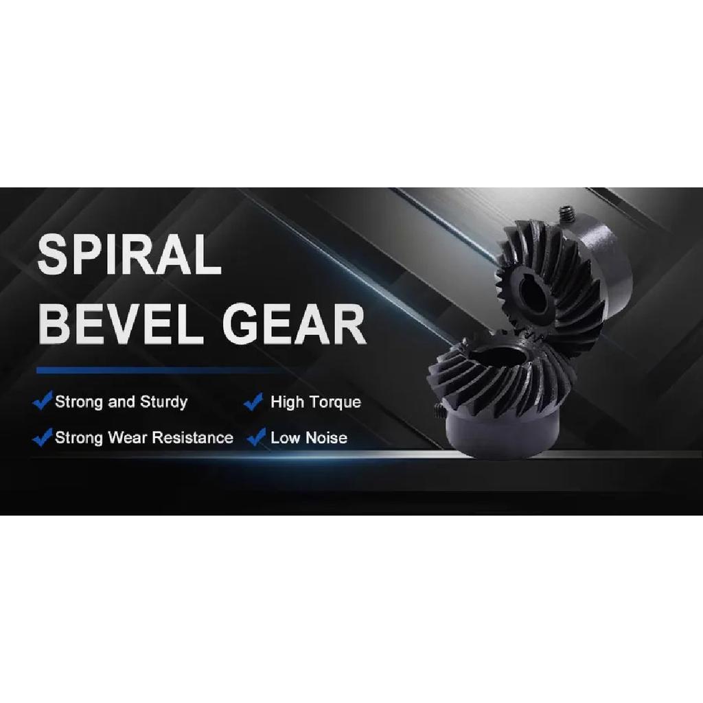 45# Steel 1M 20T To 80T Spiral Bevel Gear 1 Modulus 1 : 4 90 Degrees Differential Gears Same Ratio Diameter 6mm 8mm Hole