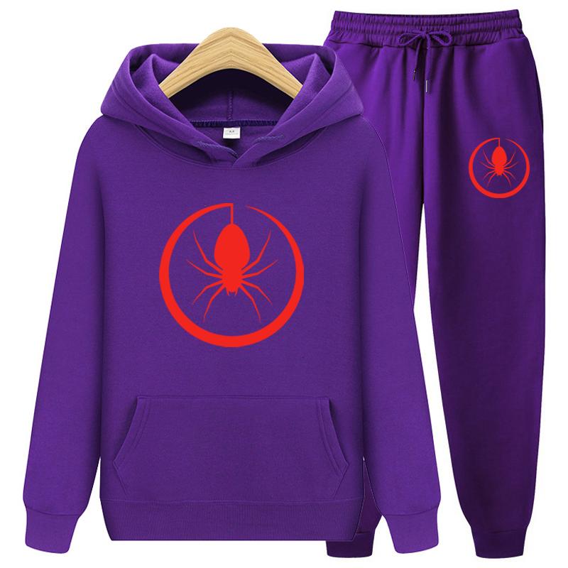 Women's Sportswear Two Piece Set Warm Jackets and Pants Spider Print Coats Sets Outdoor Hoodies Sports Suits Jogging Suits