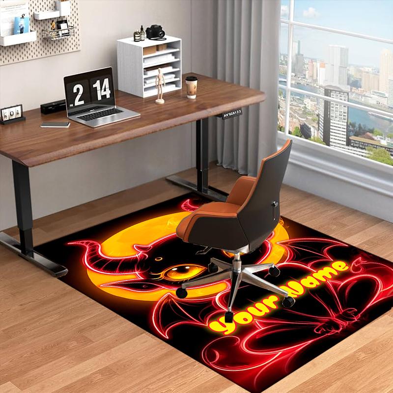 1PC Custom Name Devilish Neon Creature Theme Floor Mat Ideal for Living Room, Game Rooms, Office, Bedroom,Floor Mat Playful Design168