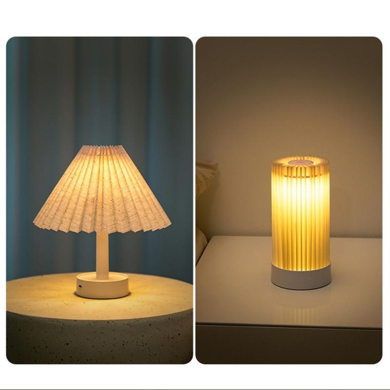 Pleated Table Lamp with Soft Light Adjustable for Bedrooms Living Room and Office Desk Lampshade