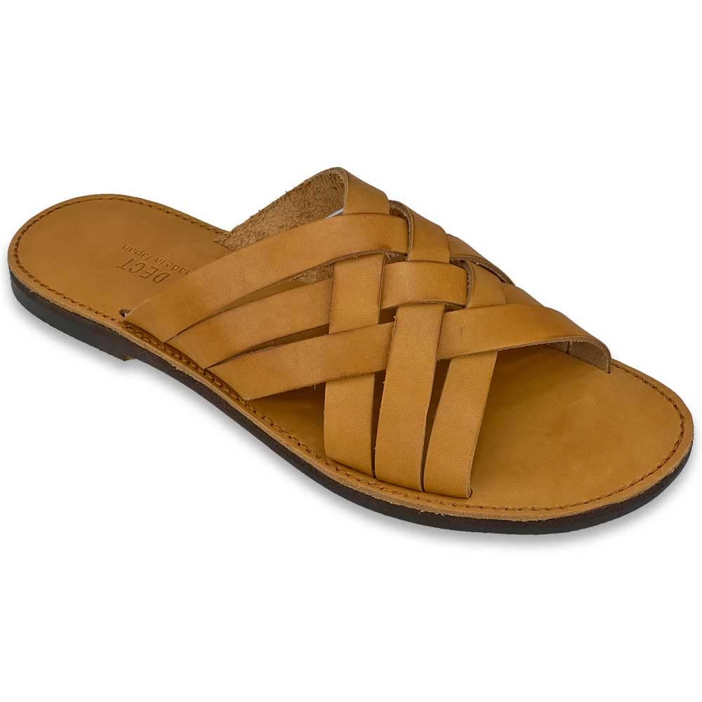 Made in Genuine Lightweight [Dect] Men's Sandals, Leather, Japan, Leather, Cowhide, (Camel, LL)