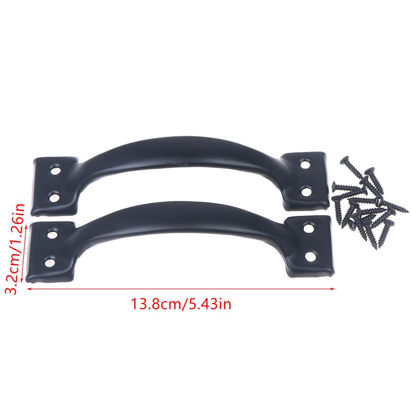 2Pcs Door Handle+8pcs Screws Iron Door Handles Gate Handle Pull For Sliding Barn Doors Gates Garages Sheds Window Pulls Knob