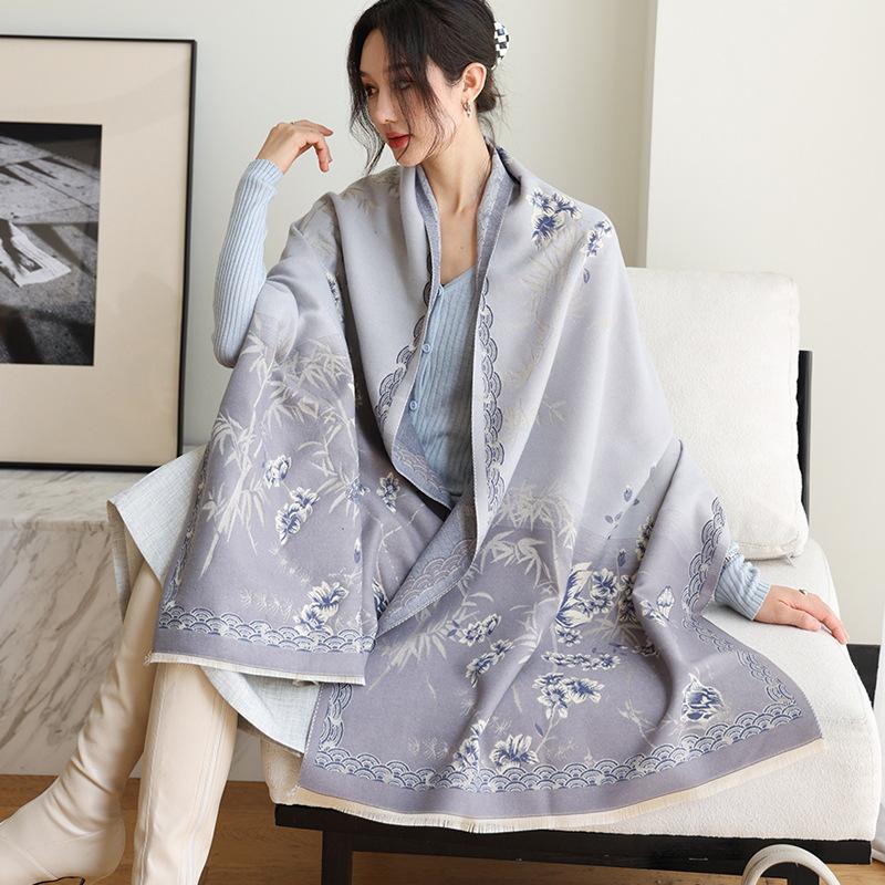 

65 * 190 см осень и зима новый женский однотонный универсальный простой кисточкой имитация кашемира двухсторонний шарф теплый шарф атмосфера шаль 65-190cm