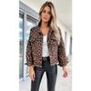 2026 Womens Oversized Denim Jacket Leopard Print Long Sleeve Casual Streetwear Top