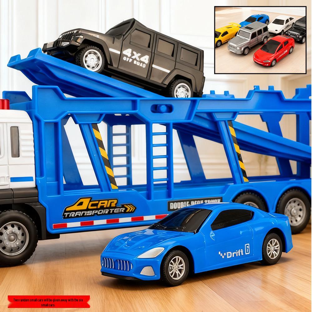 Alloy Double-Layer Transport Flatbed Toy Truck for Boys, Inertial Model for Ages 3-6