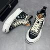 Fashion High-end canvas shoes for men breathable thick so high add mixed color lace-up casual shoes A6