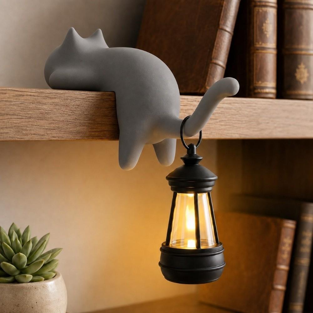 Inverted Hanging Cat-Shaped Wall Hook Cute Bookshelf Lantern Bookshelf Decoration