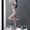 Plus Size Damen Hohlnetz-Einteiler-Strumpf, offene Netz-Dessous, sexy durchsichtige Dessous