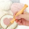 Portable Punch Needle Knitting Embroidery Pen Threader Wooden Handle Tool for Weaving Sewing Felting Craft