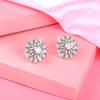 Estele Designer Women's Rhodium Plated Stud Earrings with Sparkling CZ Flower