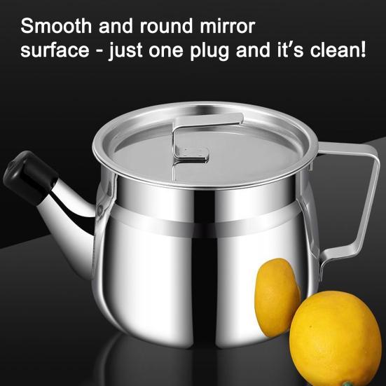 Stainless Steel Oil Filter Container with Fine Mesh 1500/2000ml Heat-Resistant Kitchen Oil Jug for Frying Lard Grease Storage Rust-Proof