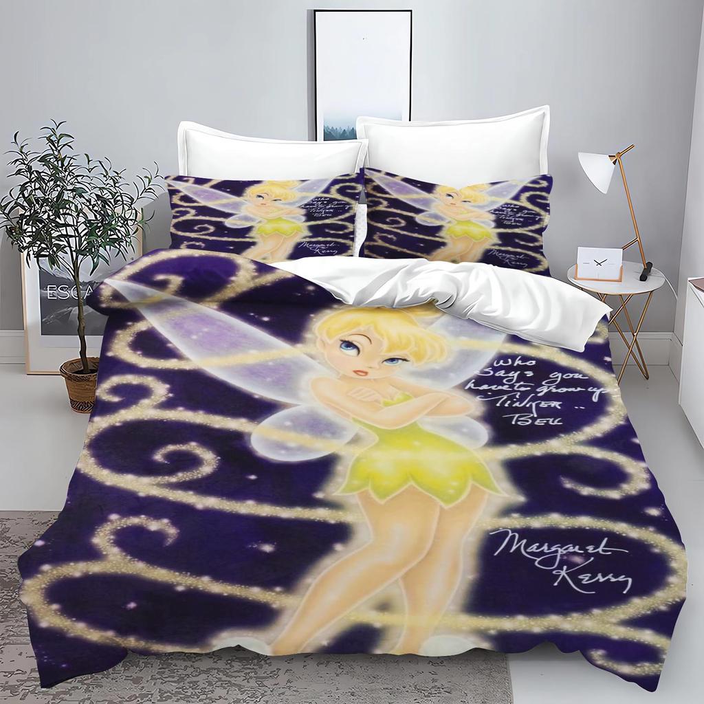 Tinker Bell Anime Disney Bedding Set Duvet Cover 100% Polyester Suitable For Children And Adults 3-Piece Set 1 Quilt Cover