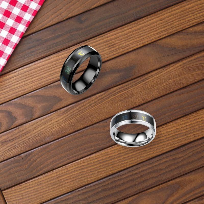 Intelligent Temperature Sensitive Stainless Steel Ring for Couples and Health Lovers Waterproof Jewelry Wedding Gift
