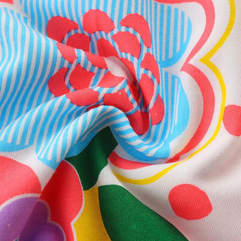 Mädchen Strickkleid im europäischen und amerikanischen Stil mit Cartoon-Print, Puffärmeln und Rundhalsausschnitt